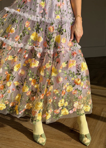 chic size inclusive model wearing JessaKae Pastel Petals Dress Sample