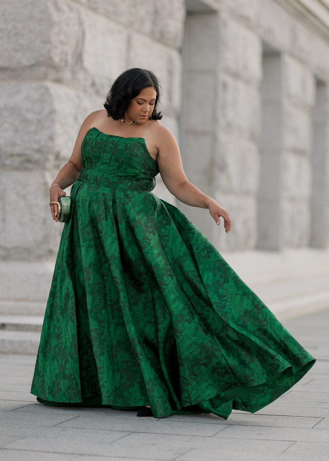 chic size inclusive model wearing JessaKae Rayne Dress
