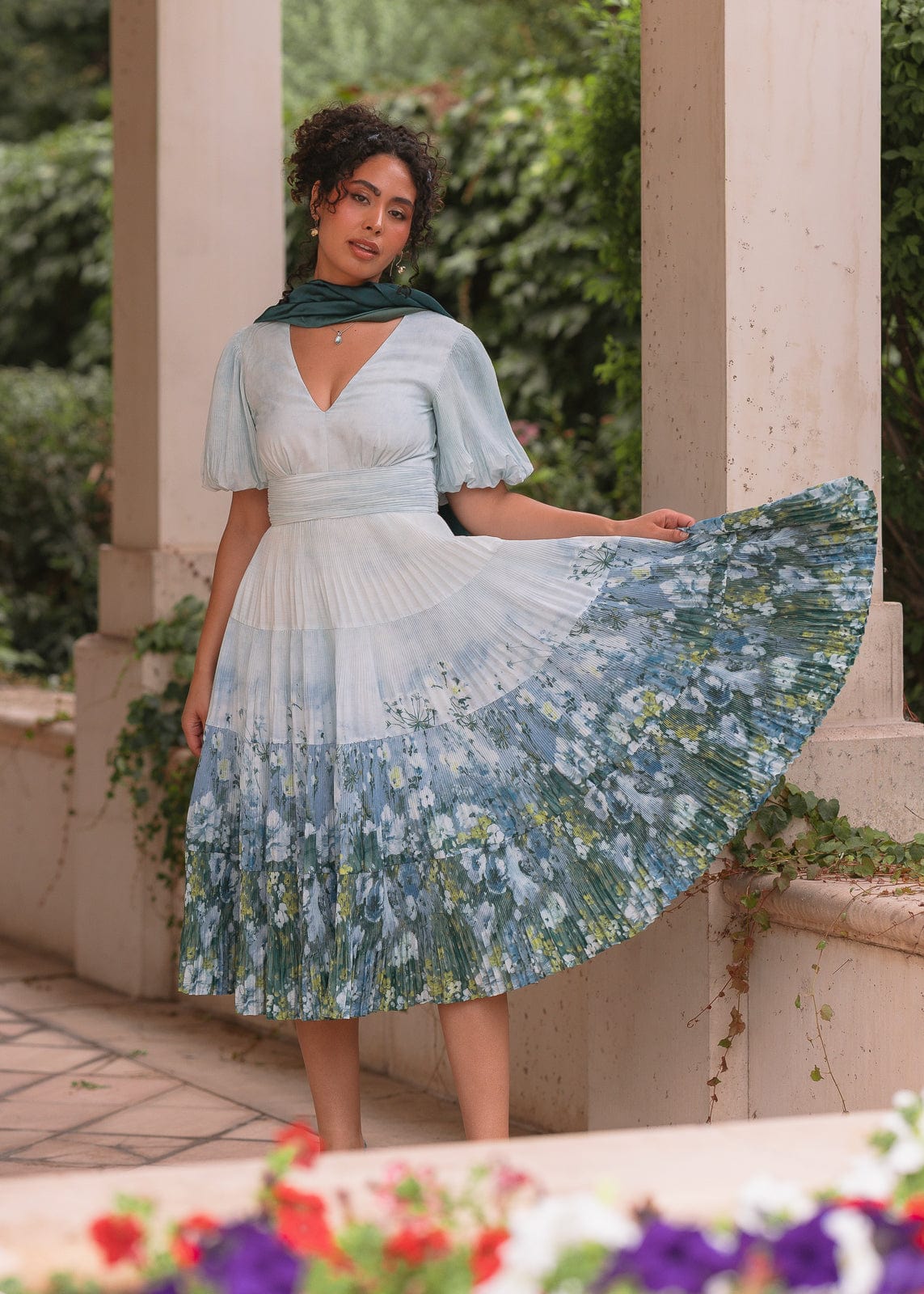 chic size inclusive model wearing JessaKae Renoir Dress