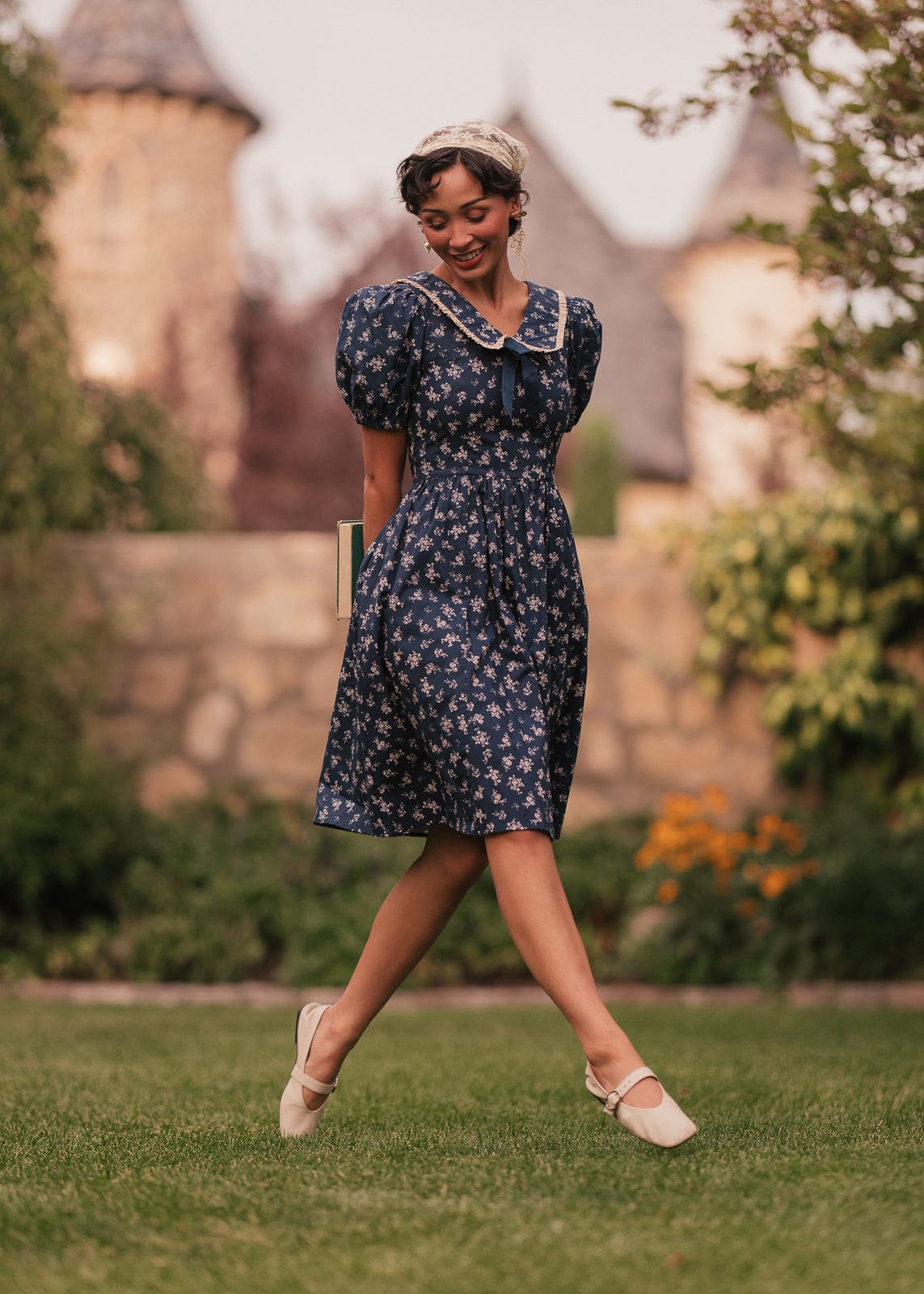 brown and blue floral dress Brown & Powder Blue Floral Zip Front Ellie Mini Dress