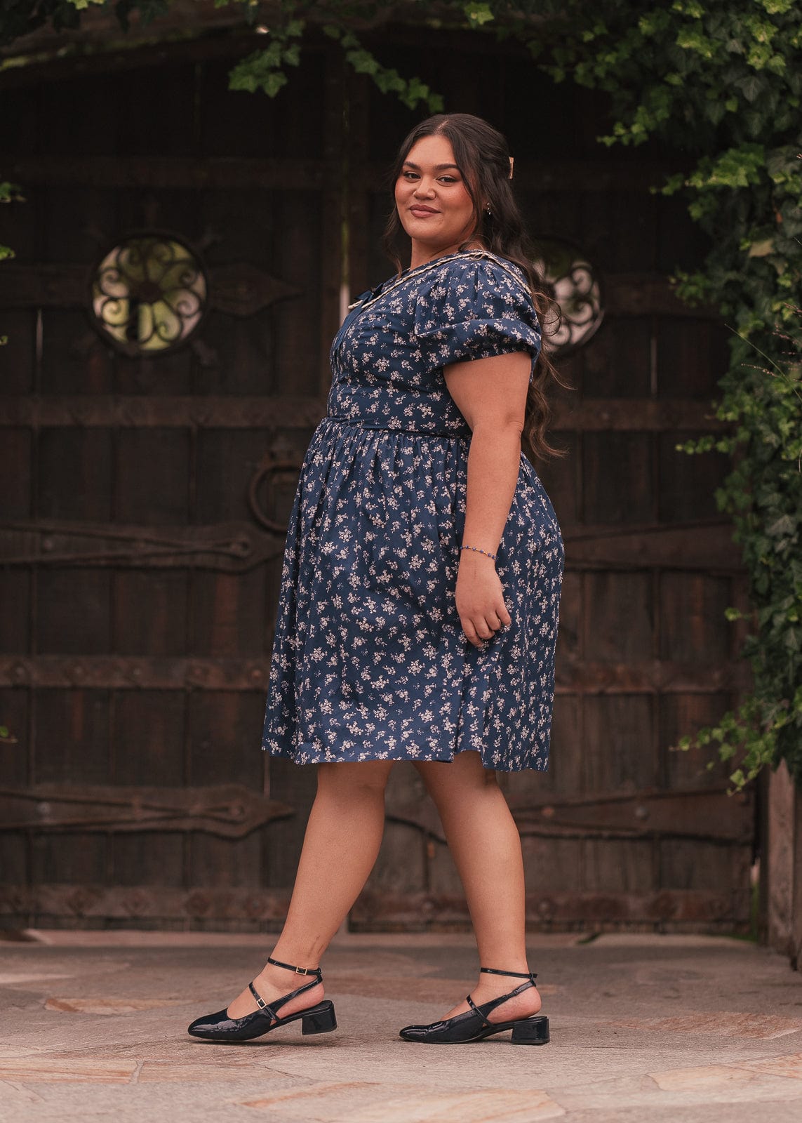 chic size inclusive model wearing JessaKae Rory Dress