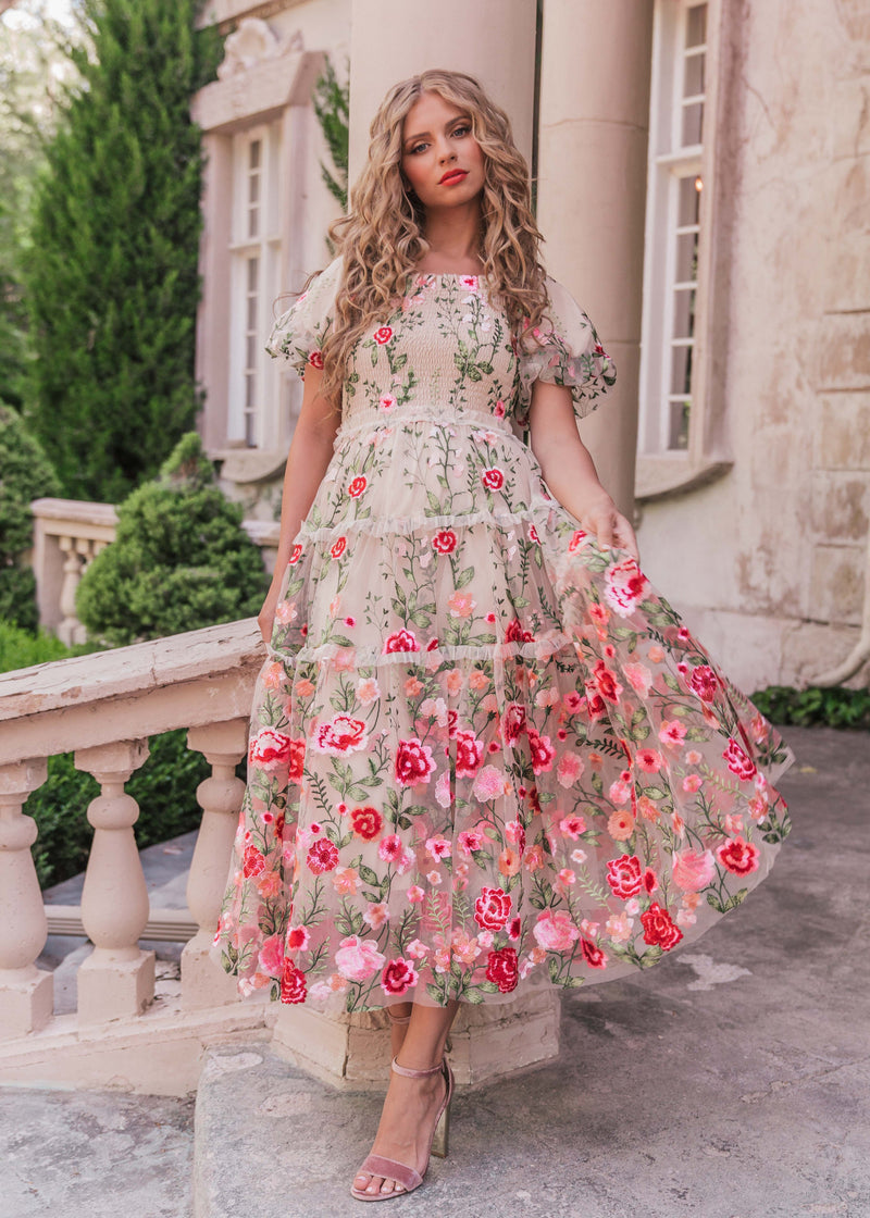chic size inclusive model wearing JessaKae Rose Dress Cream / XXS Dresses