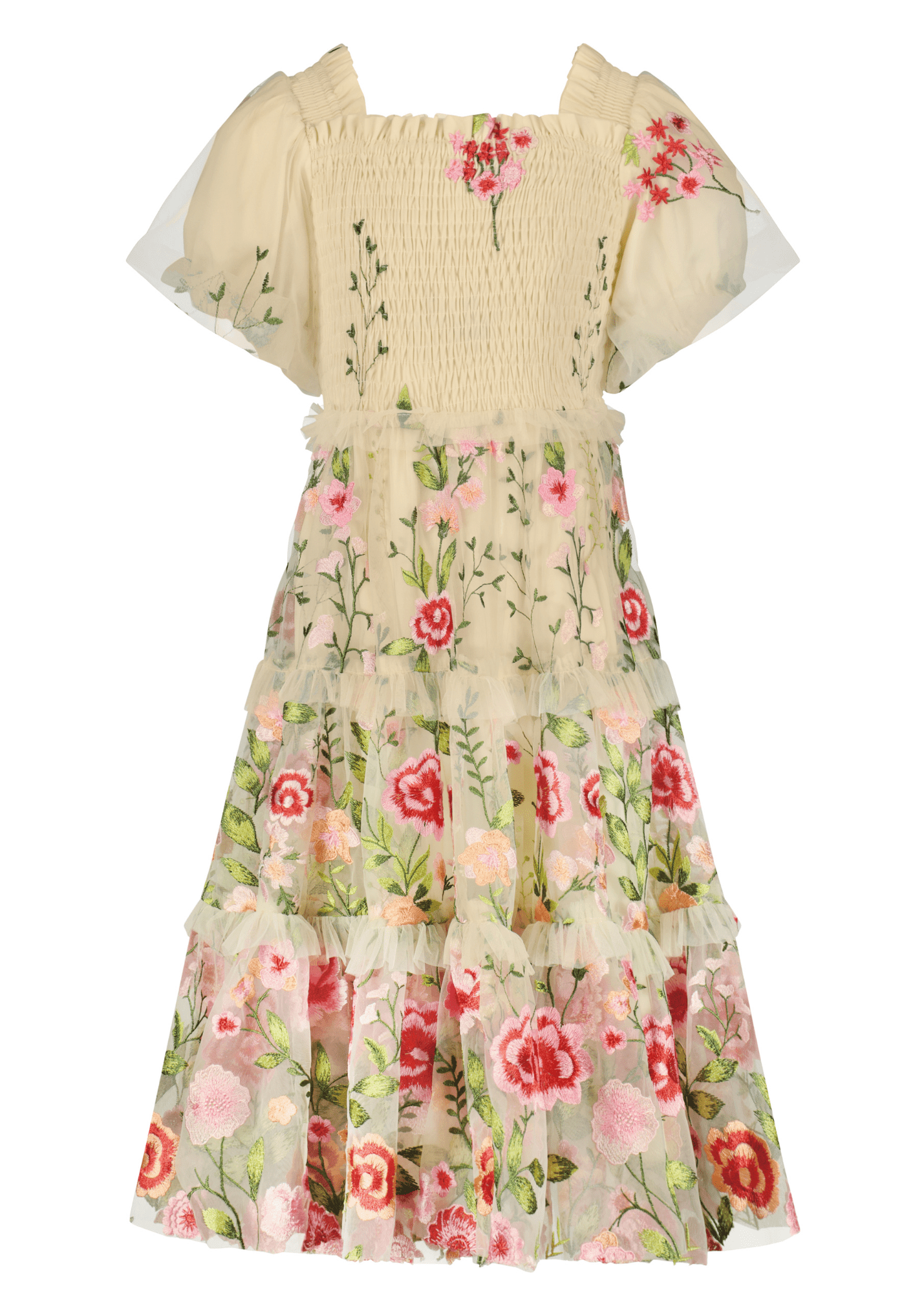 Rose Girls Dress Girls Dress - JessaKae - Rose Girls Dress - Cream / 12-18M