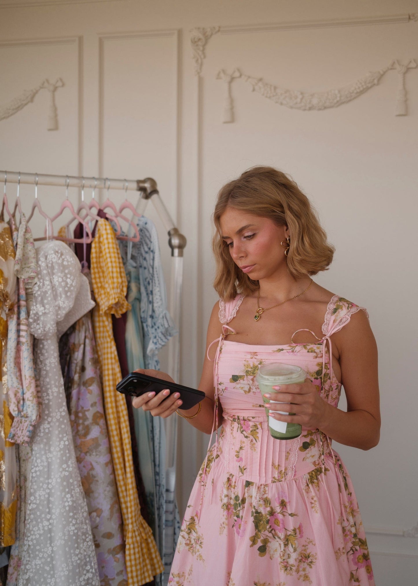 chic size inclusive model wearing JessaKae Rosella Dress - Pink