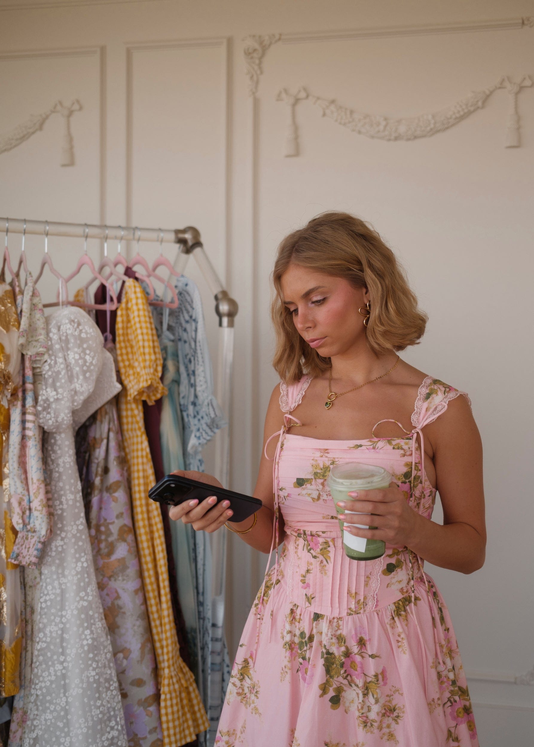 chic size inclusive model wearing JessaKae Rosella Dress - Pink