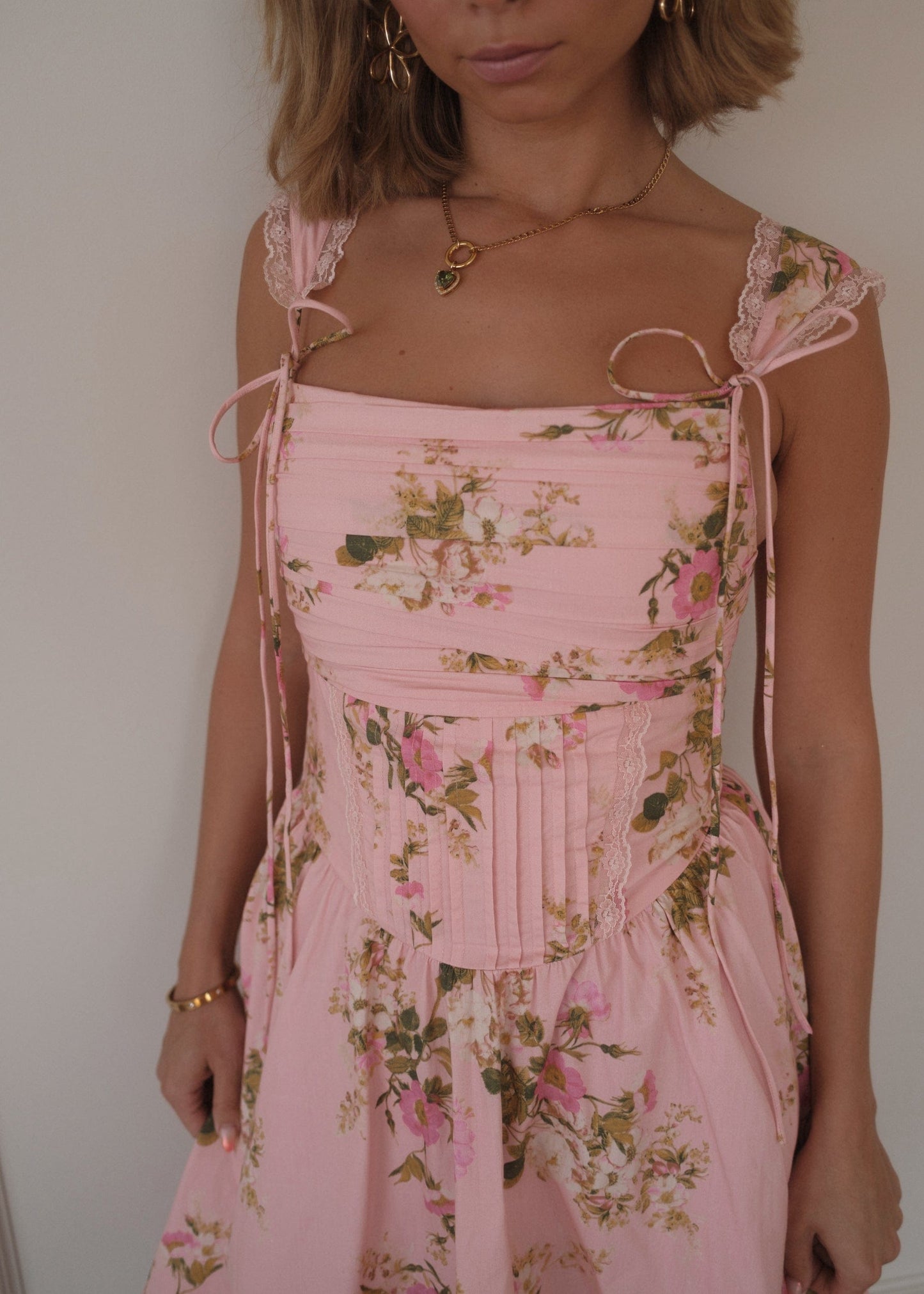 chic size inclusive model wearing JessaKae Rosella Dress - Pink