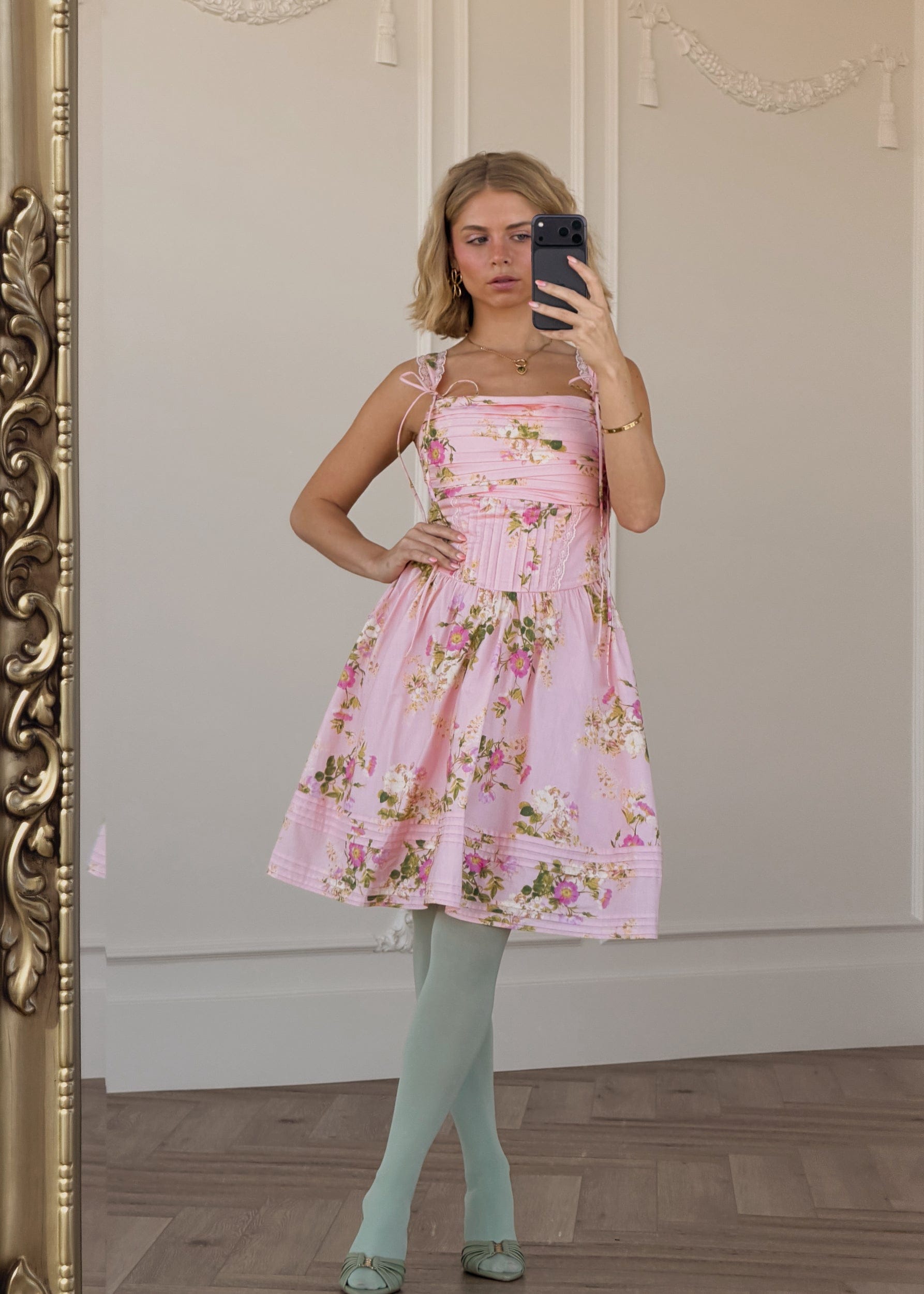 chic size inclusive model wearing JessaKae Rosella Dress - Pink