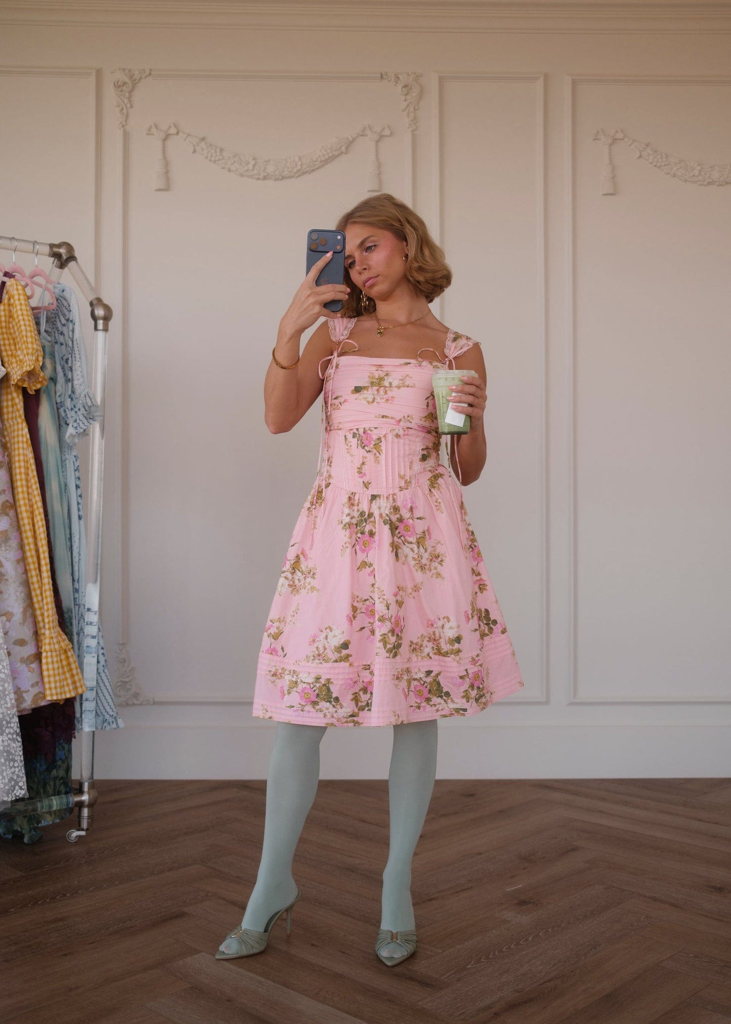 chic size inclusive model wearing JessaKae Rosella Dress - Pink