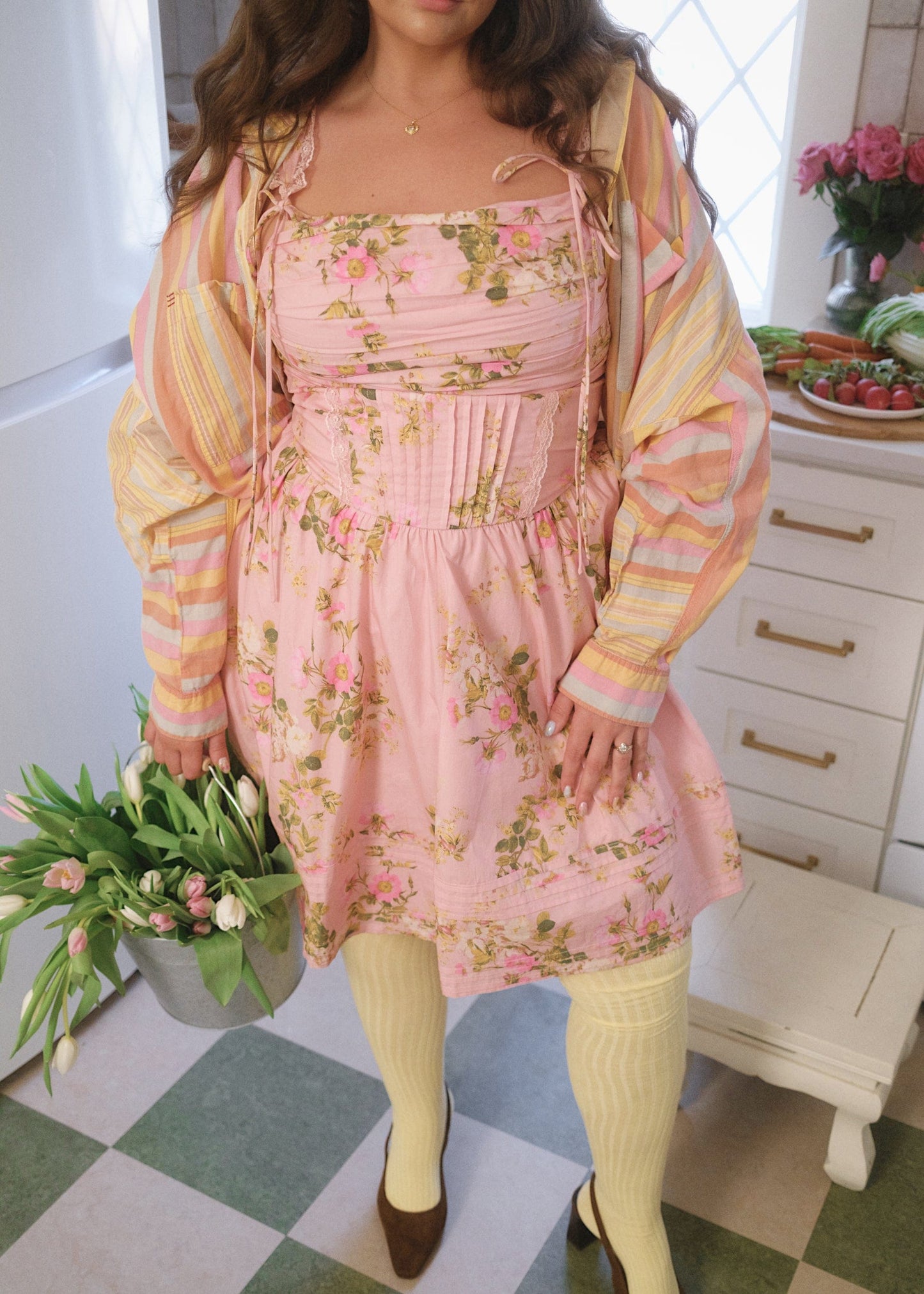 chic size inclusive model wearing JessaKae Rosella Dress - Pink