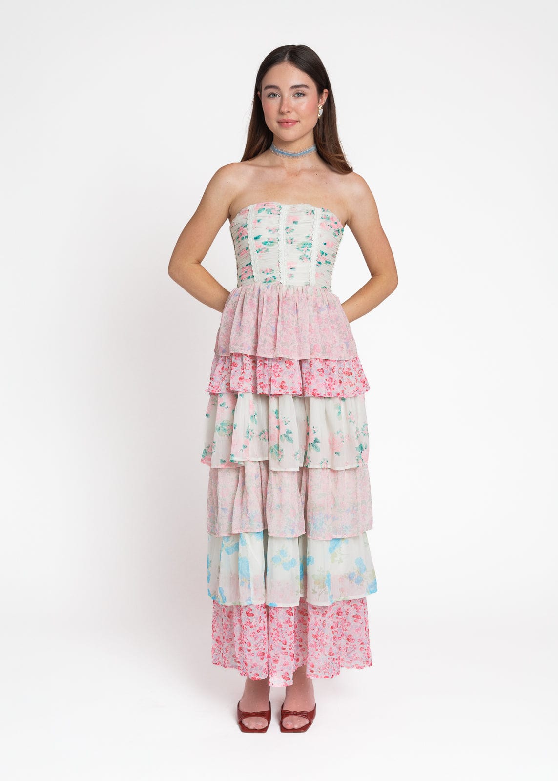 Rosemary Strapless Tiered Maxi Dress - Pink | Occasion Dress in Sizes XXS6X | JessaKae Rosemary Strapless Tiered Maxi Dress - Pink | Occasion Dress in Sizes XXS6X | JessaKae