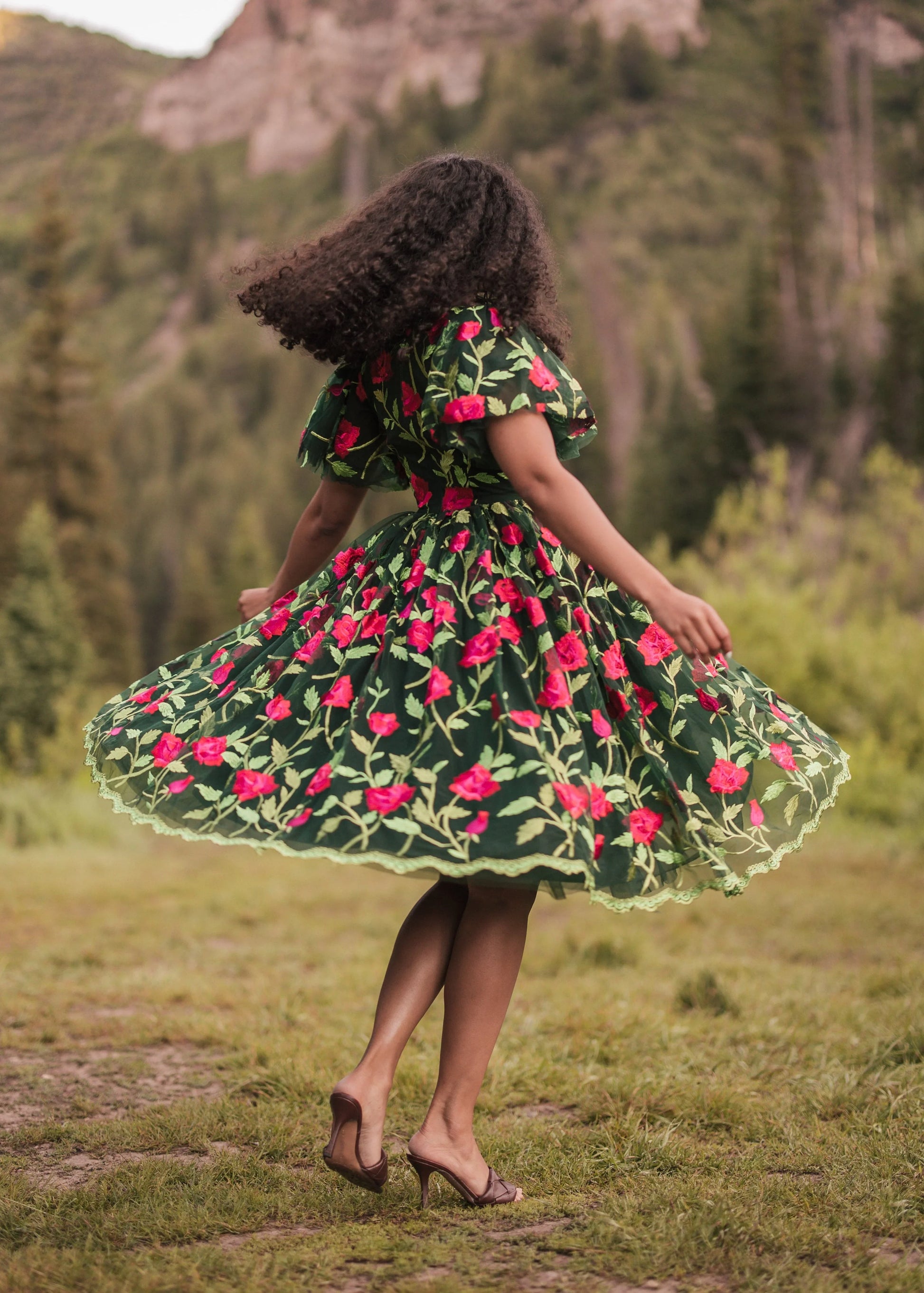 Rosette Dress Dresses - JessaKae - Rosette Dress - Rosette Green / XXS
