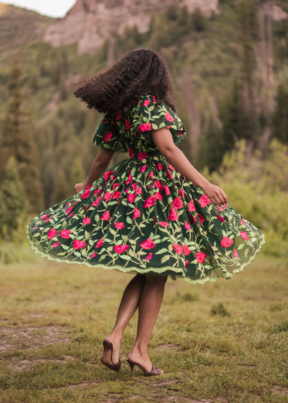 Rosette Dress Dresses - JessaKae - Rosette Dress - Rosette Green / XXS