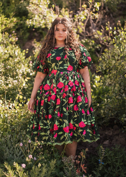 Rosette Dress Dresses - JessaKae - Rosette Dress - Rosette Green / XXS