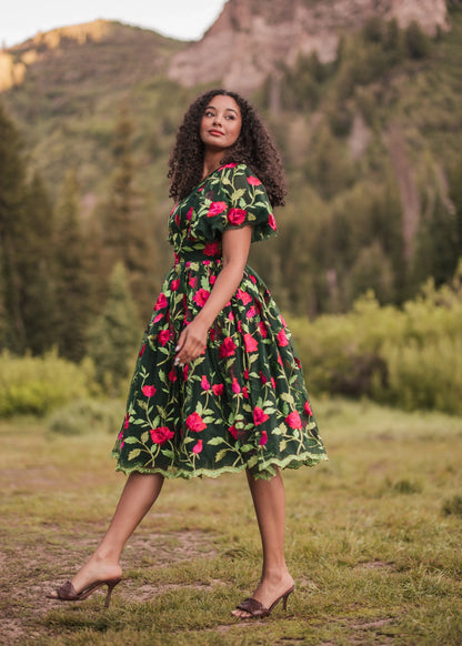 Rosette Dress Dresses - JessaKae - Rosette Dress - Rosette Green / XXS