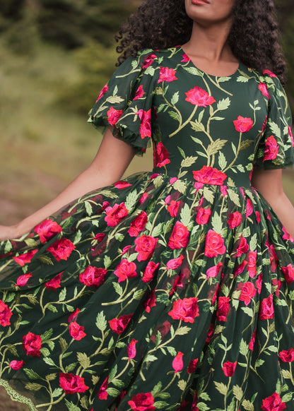 Rosette Dress Dresses - JessaKae - Rosette Dress - Rosette Green / XXS