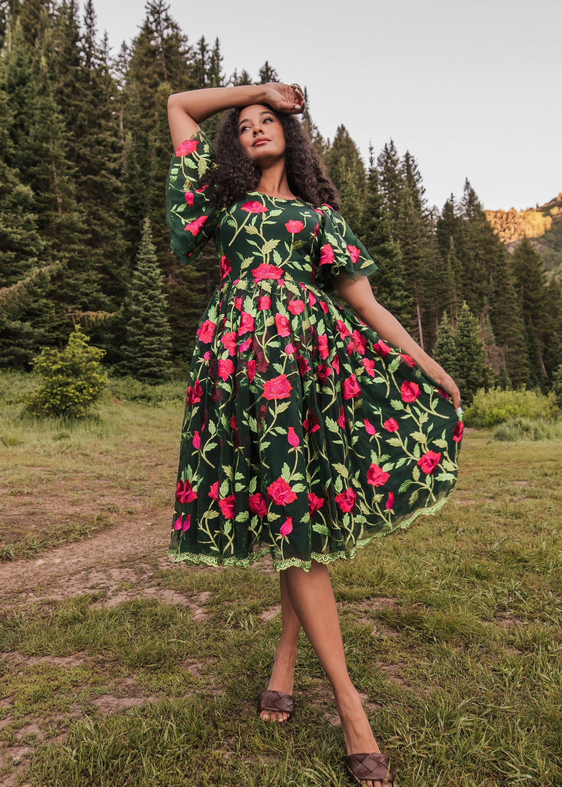 Rosette Dress Dresses - JessaKae - Rosette Dress - Rosette Green / XXS