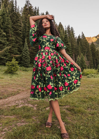 Rosette Dress Dresses - JessaKae - Rosette Dress - Rosette Green / XXS