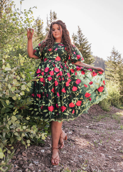 Rosette Dress Dresses - JessaKae - Rosette Dress - Rosette Green / XXS