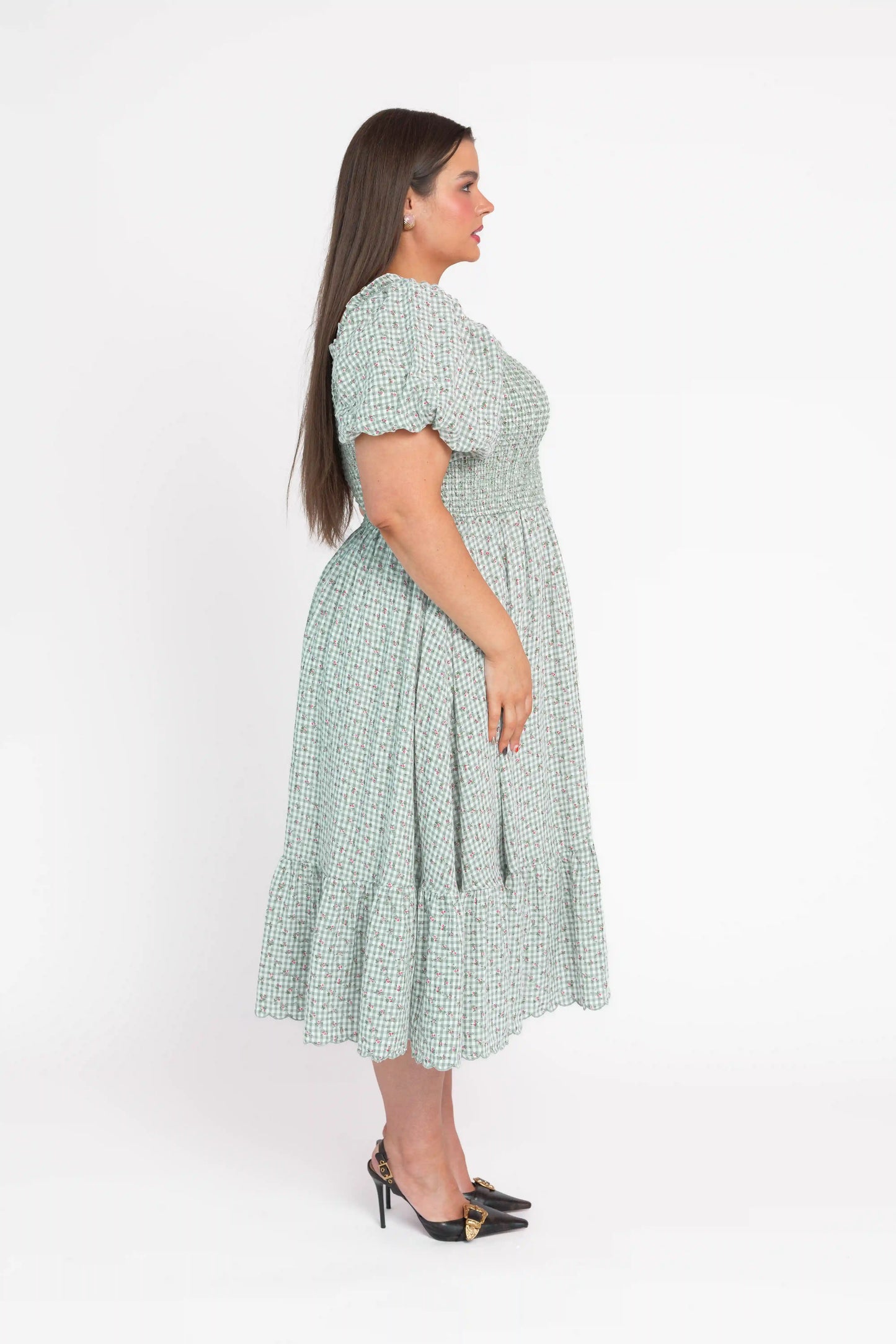 chic size inclusive model wearing JessaKae Rosie Posie Dress Dresses