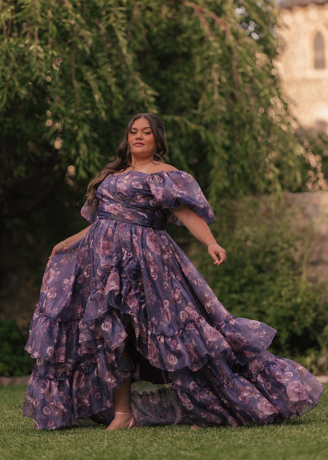 chic size inclusive model wearing JessaKae Saint Dress