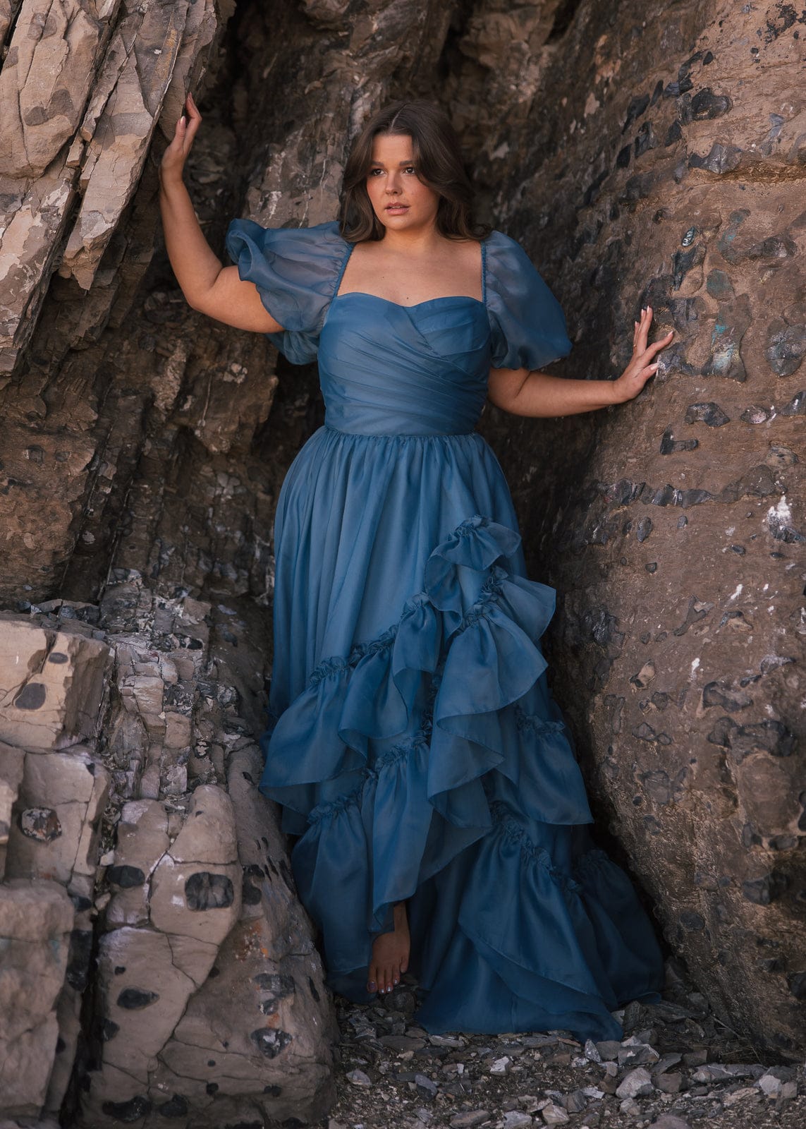 chic size inclusive model wearing JessaKae Saint Dress