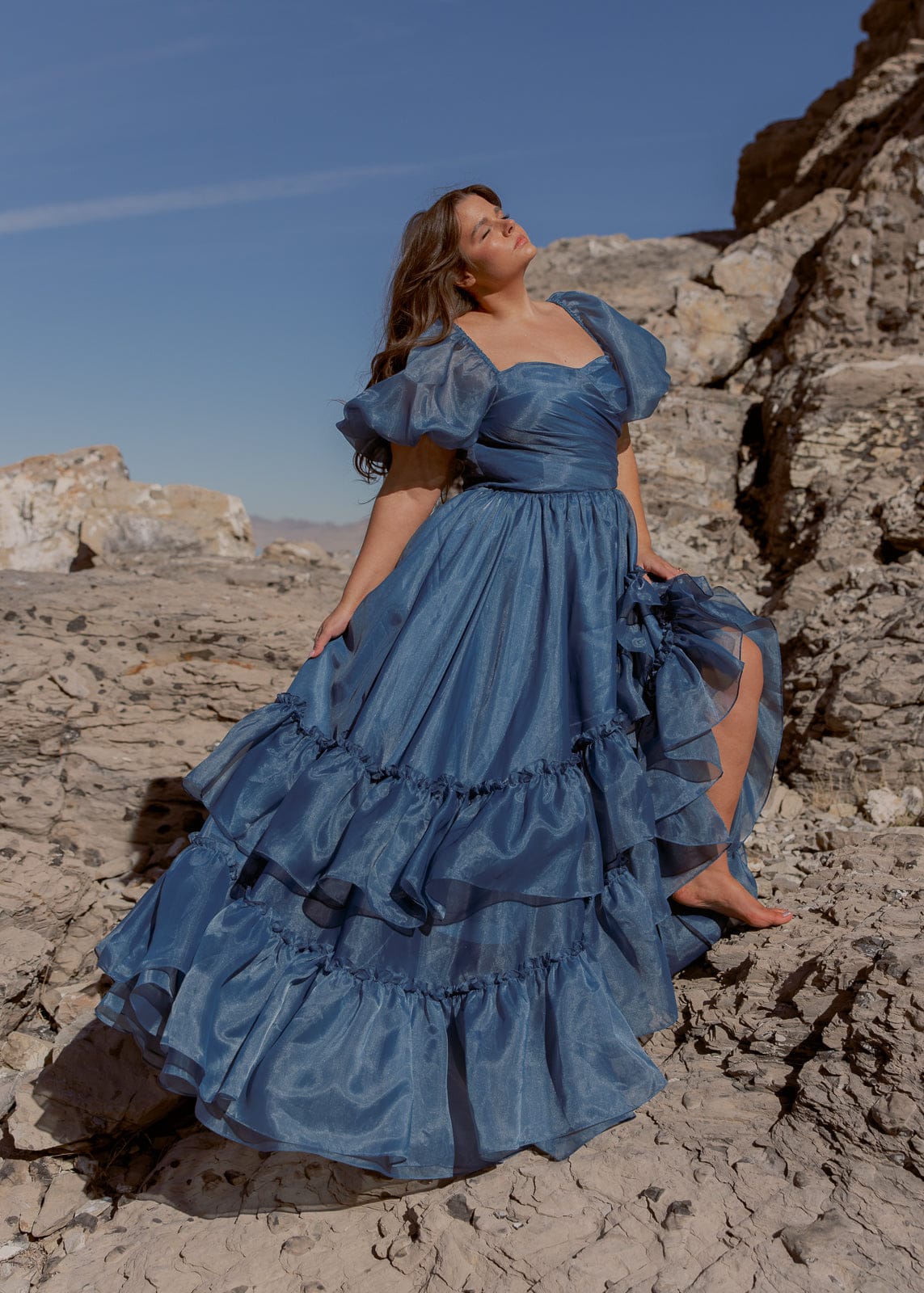 chic size inclusive model wearing JessaKae Saint Dress