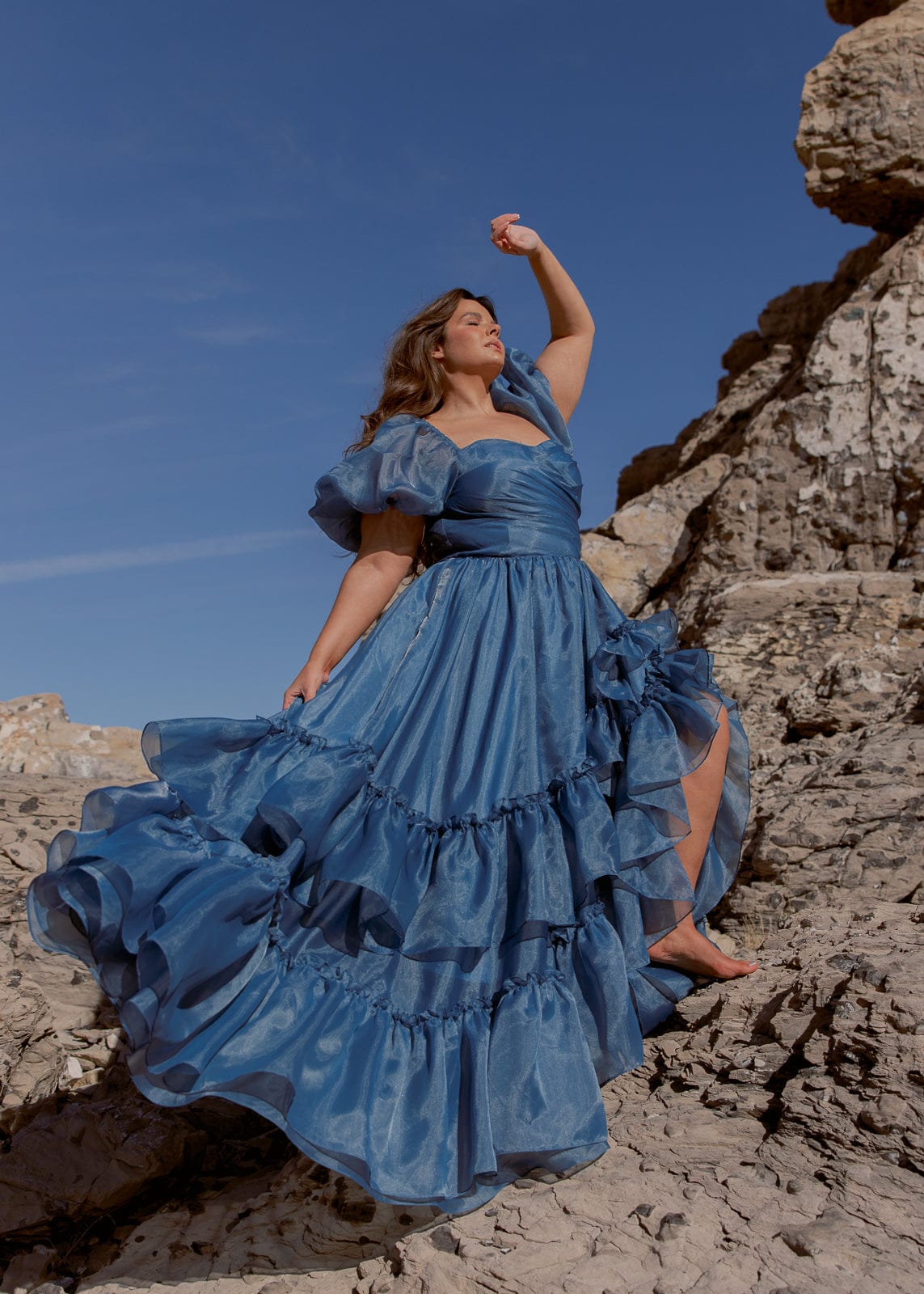 chic size inclusive model wearing JessaKae Saint Dress