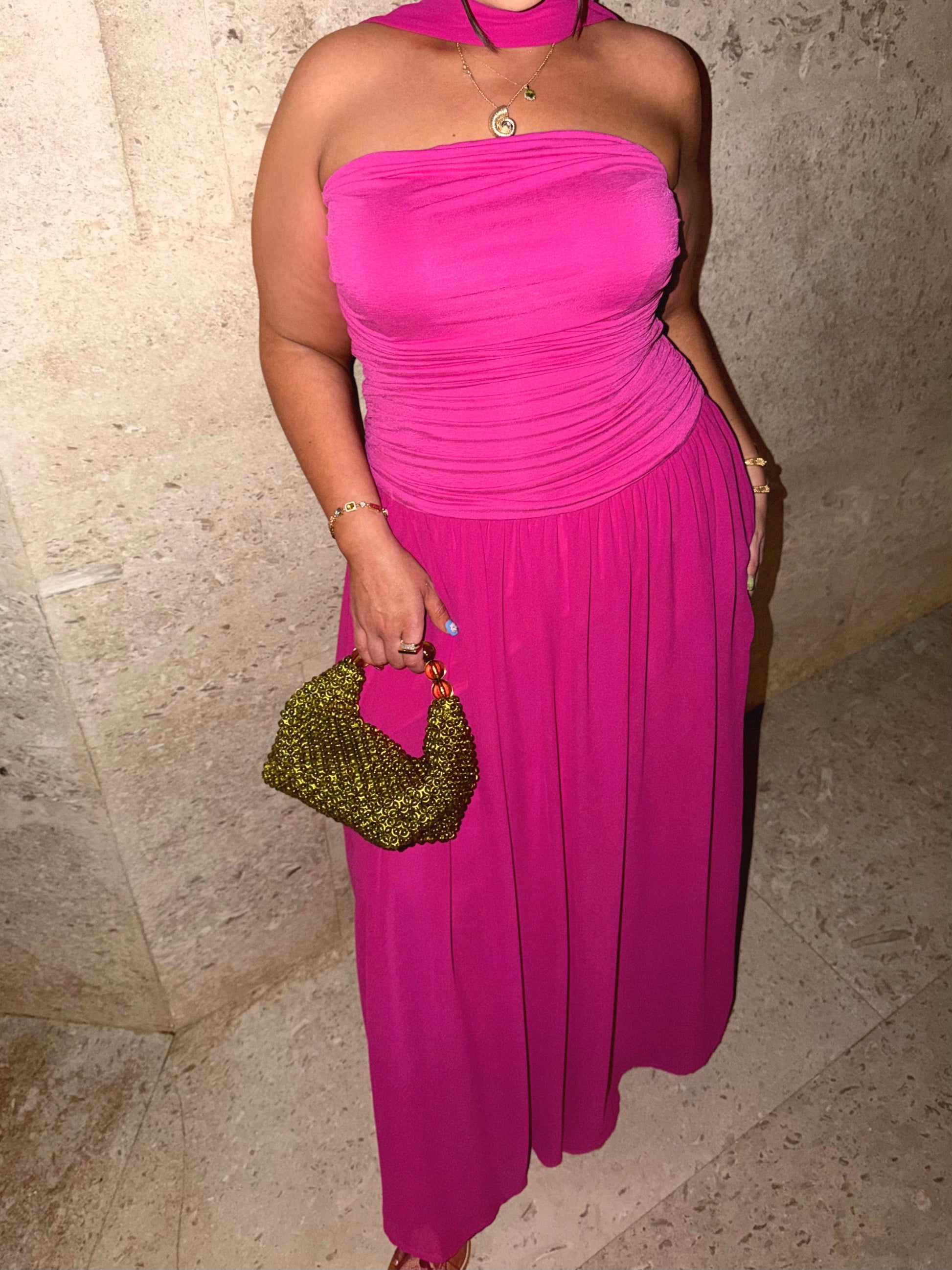 chic size inclusive model wearing JessaKae Sanica Dress