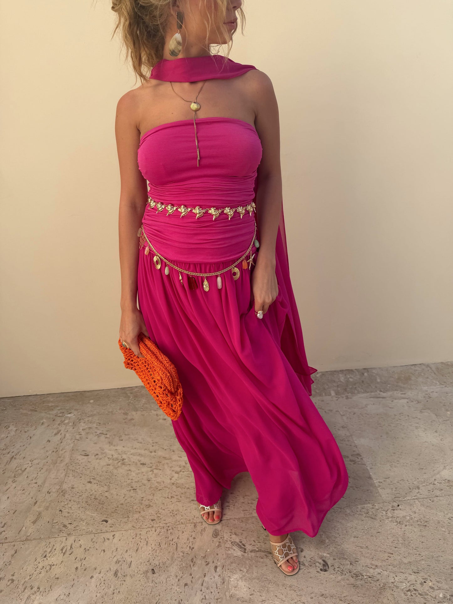 chic size inclusive model wearing JessaKae Sanica Dress