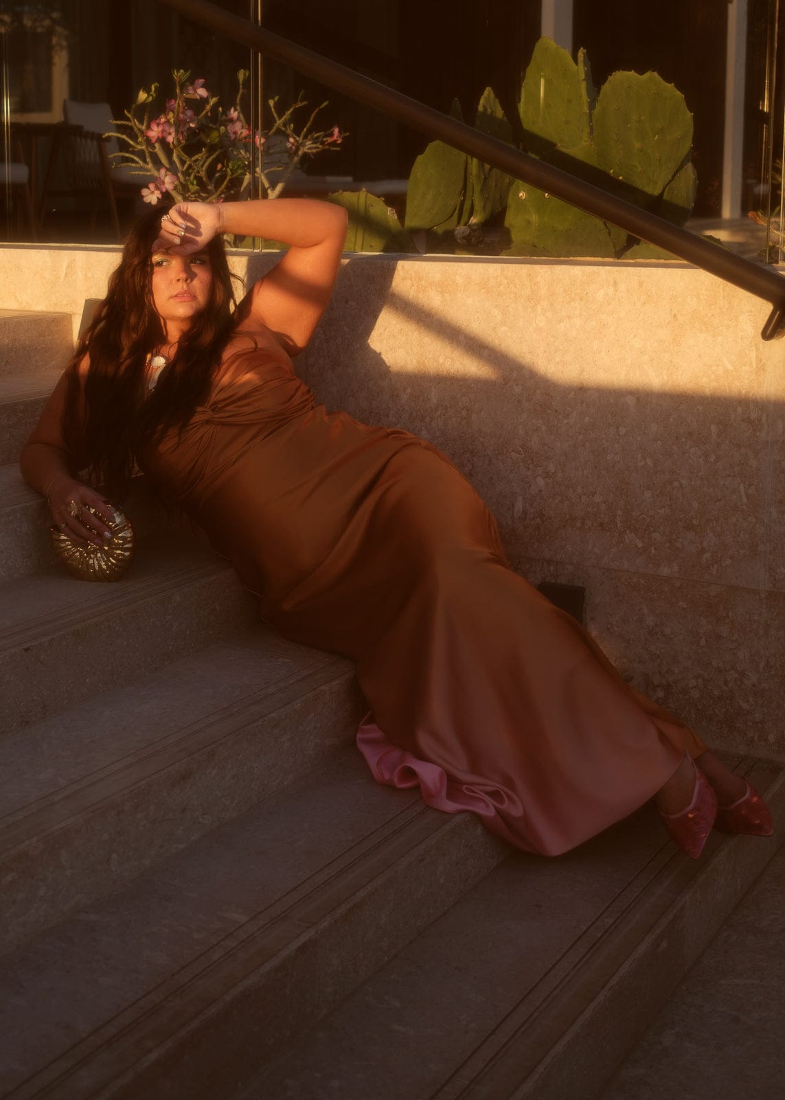 chic size inclusive model wearing JessaKae Santorini Dress