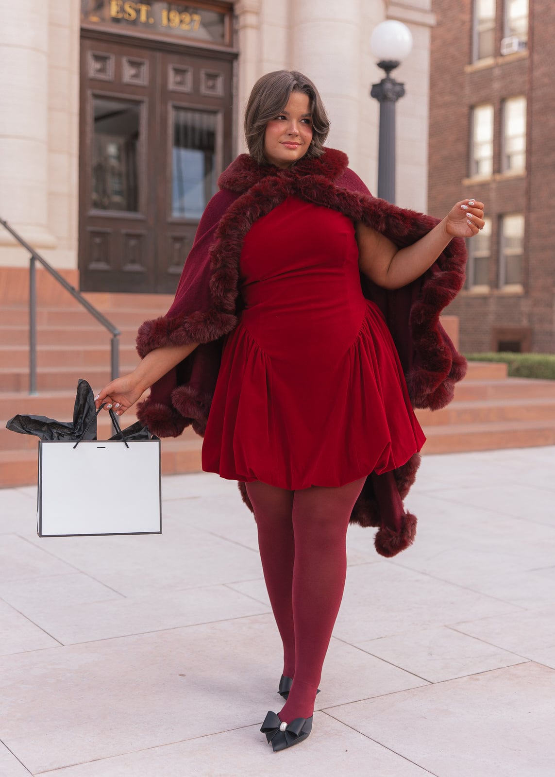 chic size inclusive model wearing JessaKae Scarlett Dress