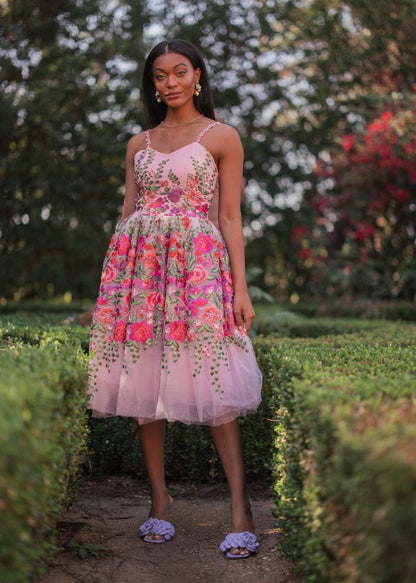 chic size inclusive model wearing JessaKae Secret Garden Dress