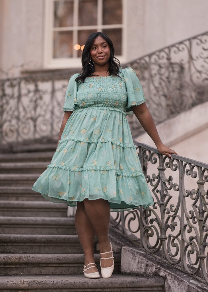 chic size inclusive model wearing JessaKae Siena Dress