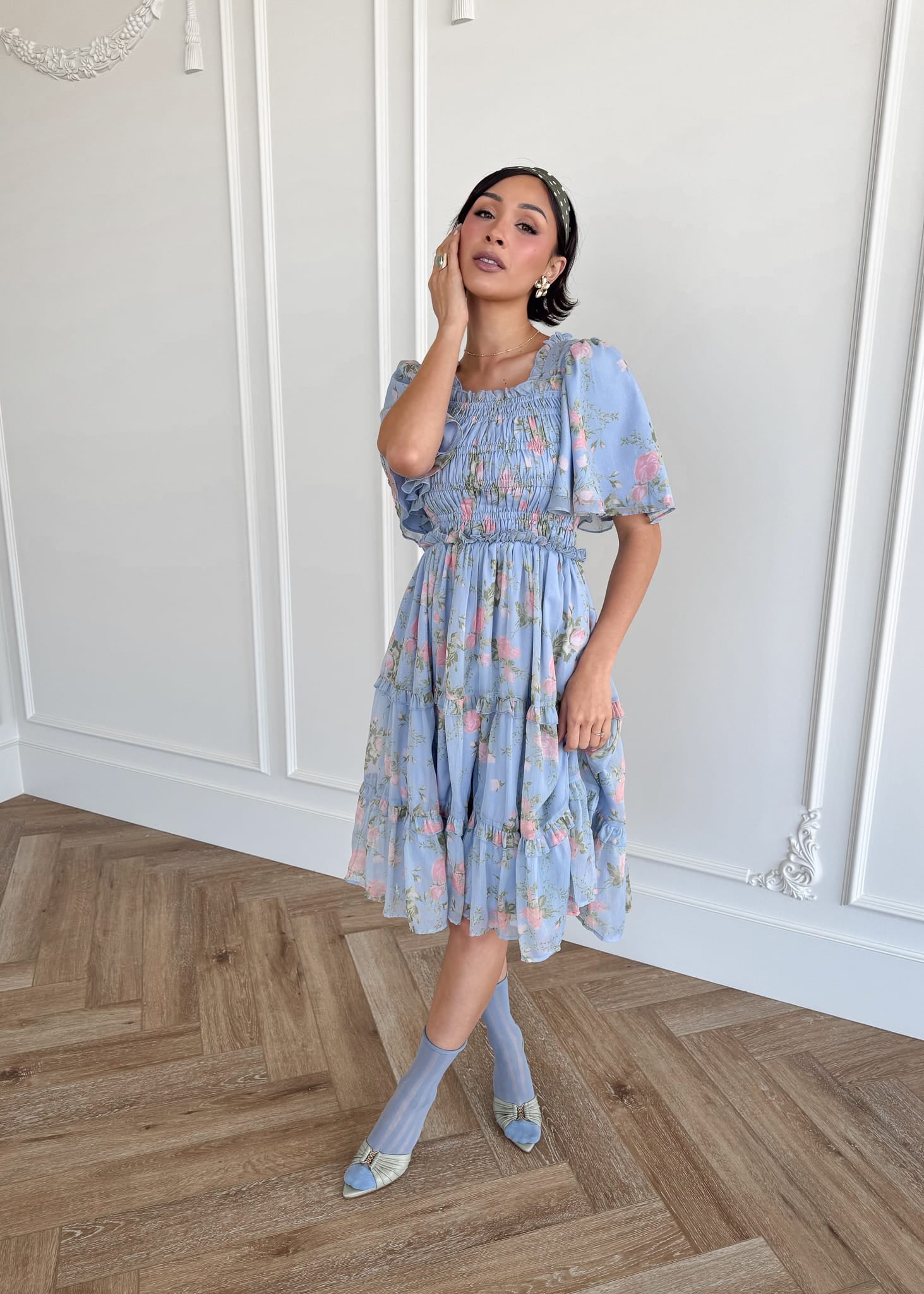 chinese dress ladies Siena Blue Floral Dress | Occasion Dress in Sizes XXS–6X