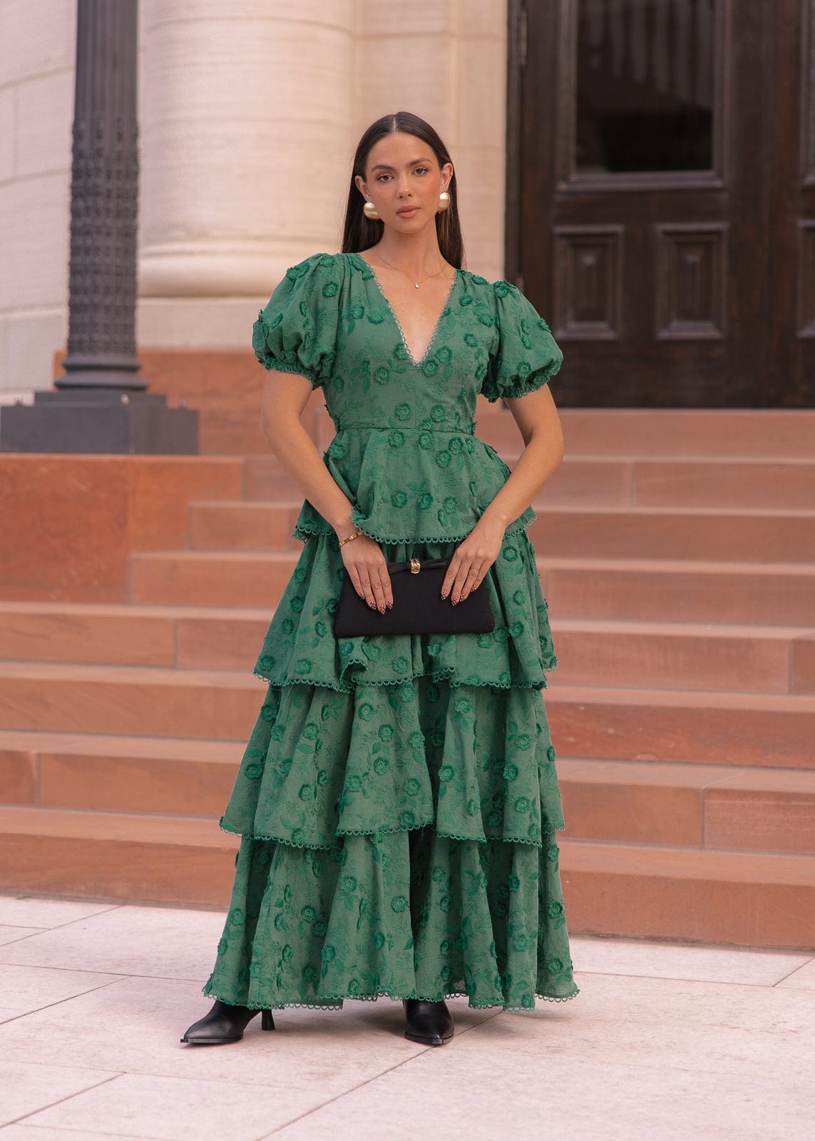 chic size inclusive model wearing JessaKae Sloane Dress