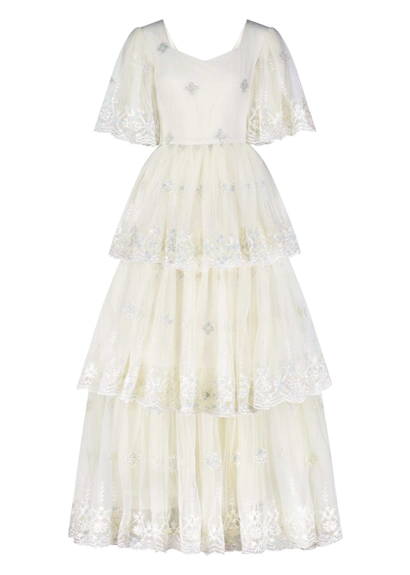 chic size inclusive model wearing JessaKae Snowflake Dress Dresses Dress_Cream / XS