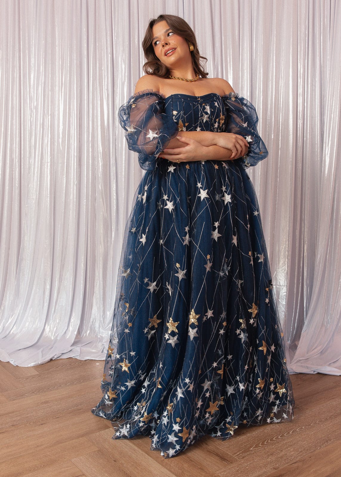 Starla Star Print Corset Maxi Dress - Navy | Occasion Dress in Sizes XXS6X | JessaKae Starla Star Print Corset Maxi Dress - Navy | Occasion Dress in Sizes XXS6X | JessaKae