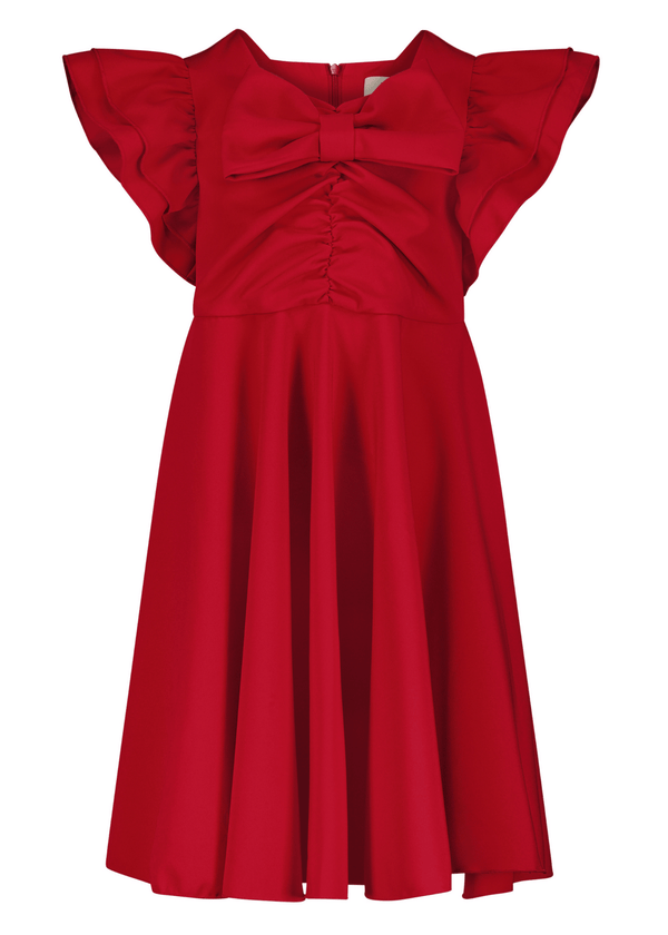 chic size inclusive model wearing JessaKae Stirling Girls Dress Red / 12-18M Girls Dress
