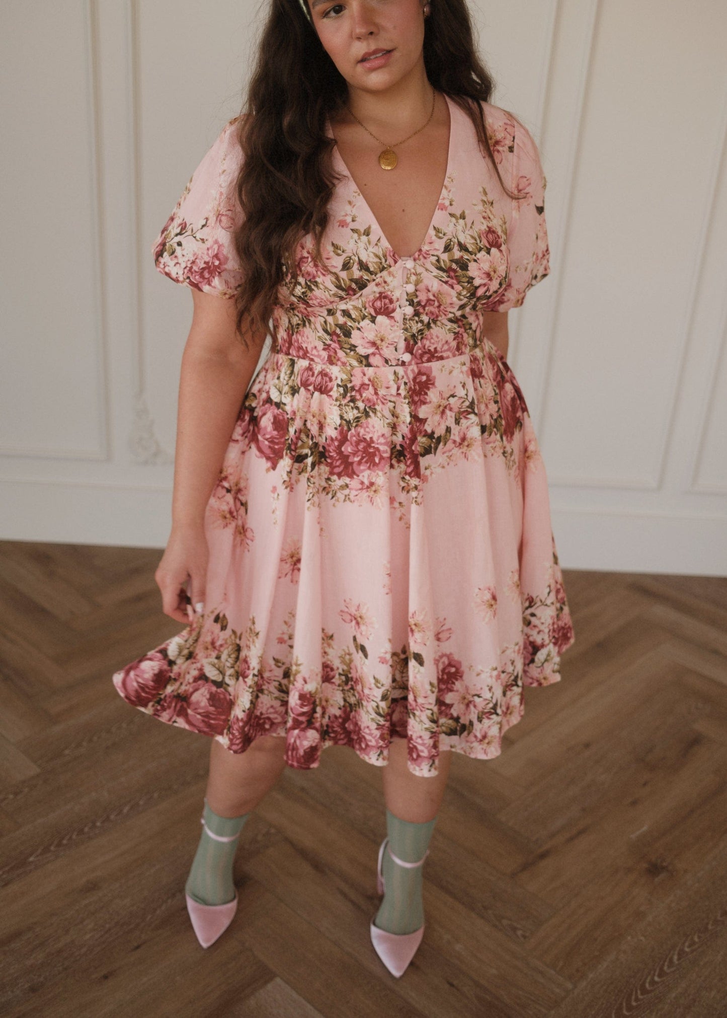 chic size inclusive model wearing JessaKae Sunday Dress