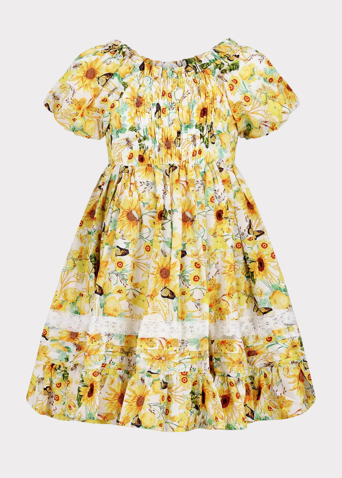 chic size inclusive model wearing JessaKae Sunflowers Girls Dress