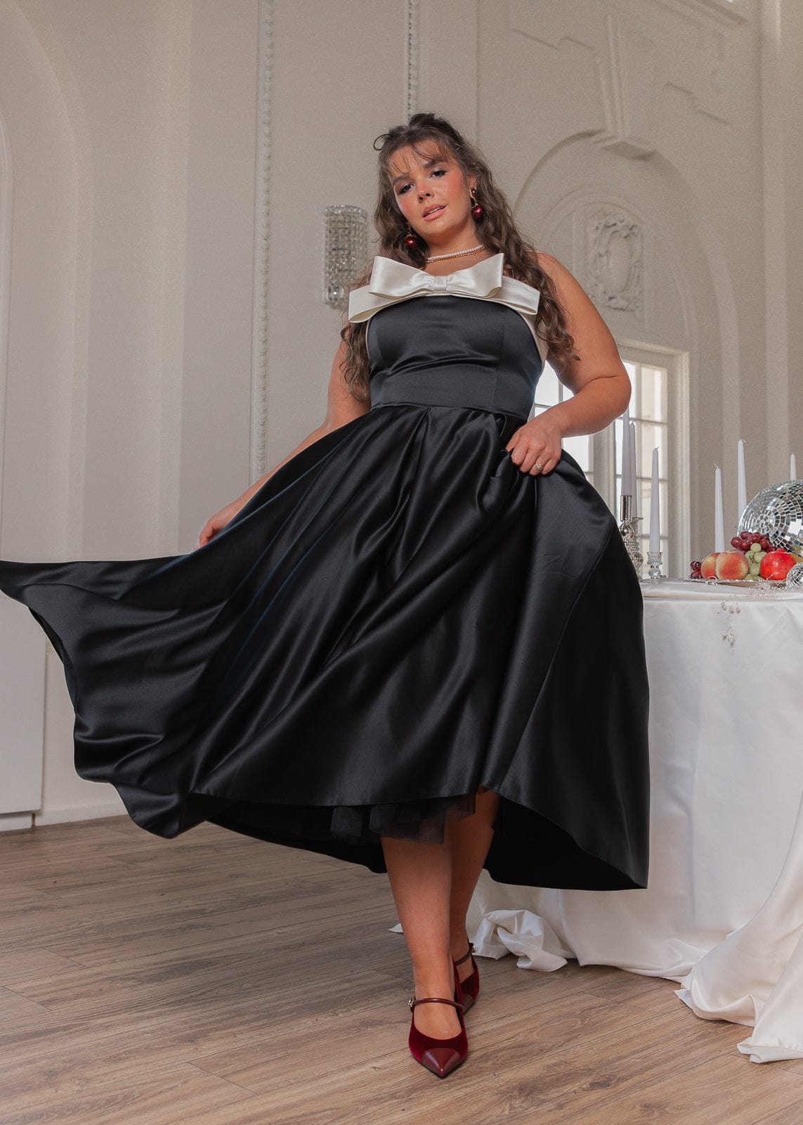 Sutton Satin Bow Strapless Dress - Black | Occasion Dress in Sizes XXS6X | JessaKae Sutton Satin Bow Strapless Dress - Black | Occasion Dress in Sizes XXS6X | JessaKae