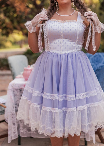 chic size inclusive model wearing JessaKae Teacup Dress