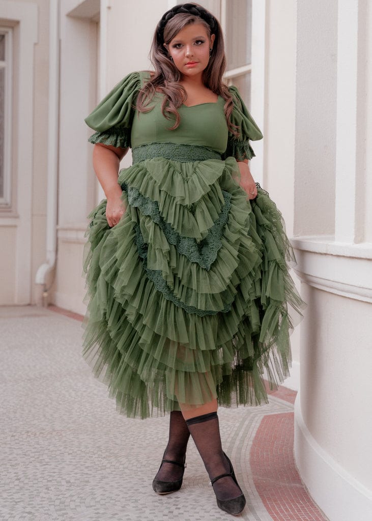 Thumbelina Dress - Green Lace