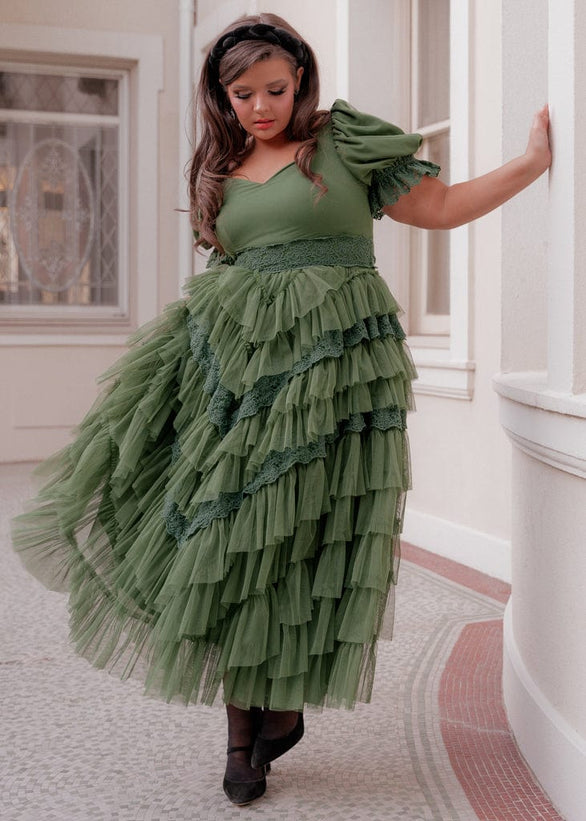 Thumbelina Dress - Green Lace