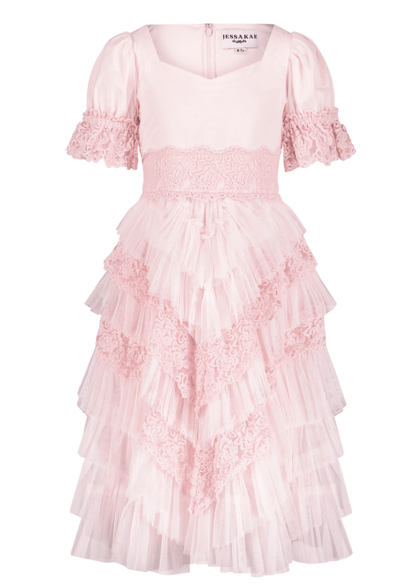 chic size inclusive model wearing JessaKae Thumbelina Girls Dress Pink / 12-18M Girls Dress