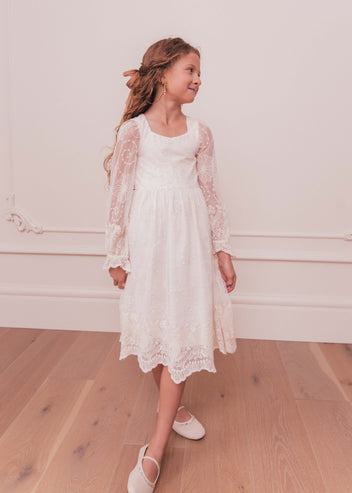 Tillie Girls Dress Girls Dress - JessaKae - Tillie Girls Dress_Off White / 12-18M