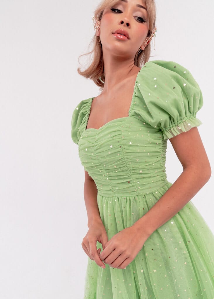 chic size inclusive model wearing JessaKae Tink Dress Dresses Dress_Green / XS