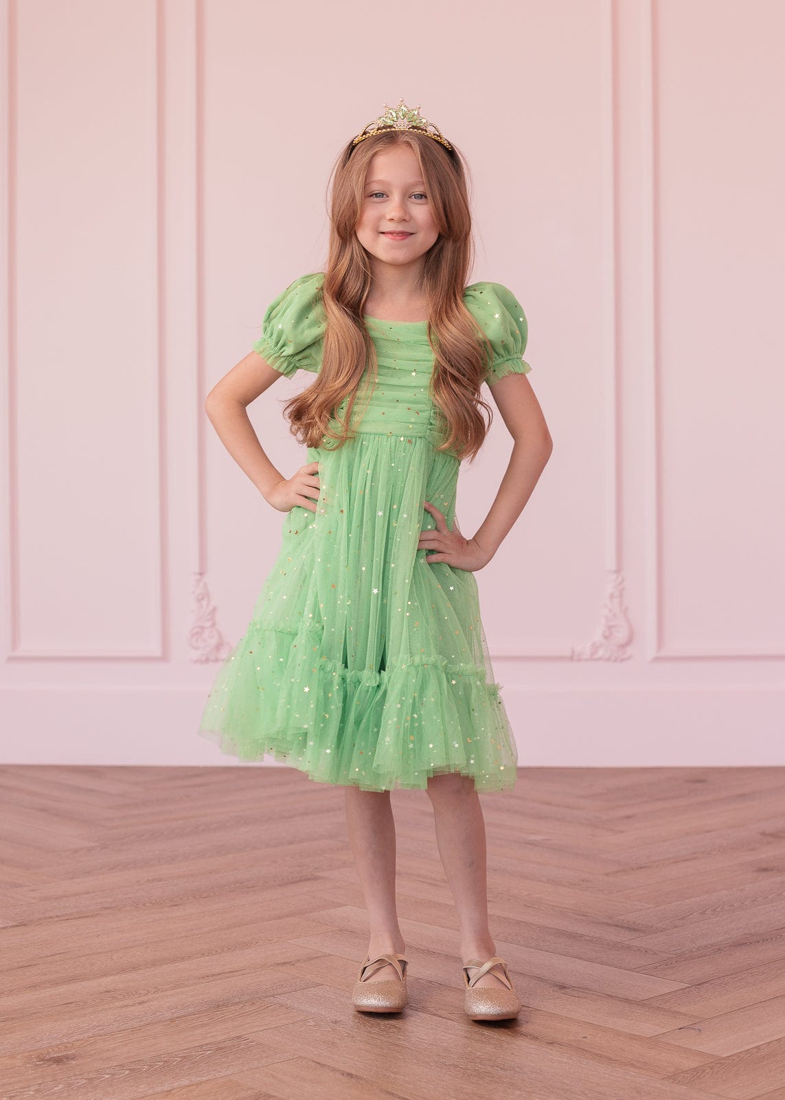 chic size inclusive model wearing JessaKae Tink Girls Dress
