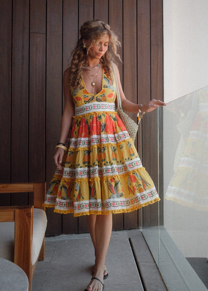 chic size inclusive model wearing JessaKae Tropica Dress