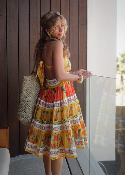 chic size inclusive model wearing JessaKae Tropica Dress